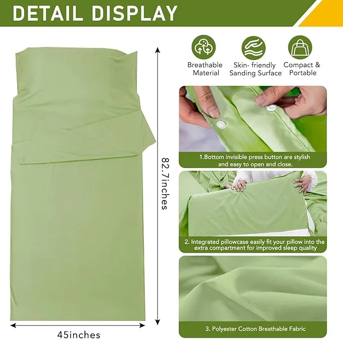 Sleeping Bag Liner - Lightweight, Compact & Portable Adult Sleeping Bag Liner,Lightweight Travel Sheet for Hotels & Traveling, Suitable for All Seasons, Camping, Backpacking, Hiking