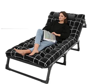 Sleeping Cots for Adults with Mattress, Folded Bed Queen, Folding Twin Bed, Ergonomic Design, 4-Level Backrest Adjustment, Washable Design, No Installation Required
