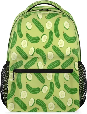 Slice Cucumber Green Fruit Vegetables Backpack Casual Laptop Backpack Shoulder Bag Lightweight Travel Daypack College Bag for Women Men