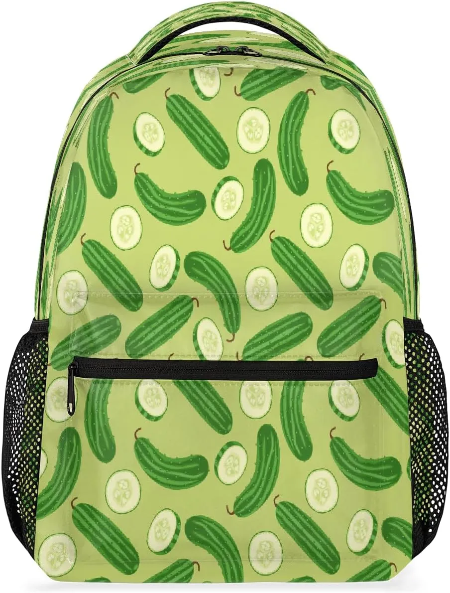 Slice Cucumber Green Fruit Vegetables Backpack Casual Laptop Backpack Shoulder Bag Lightweight Travel Daypack College Bag for Women Men