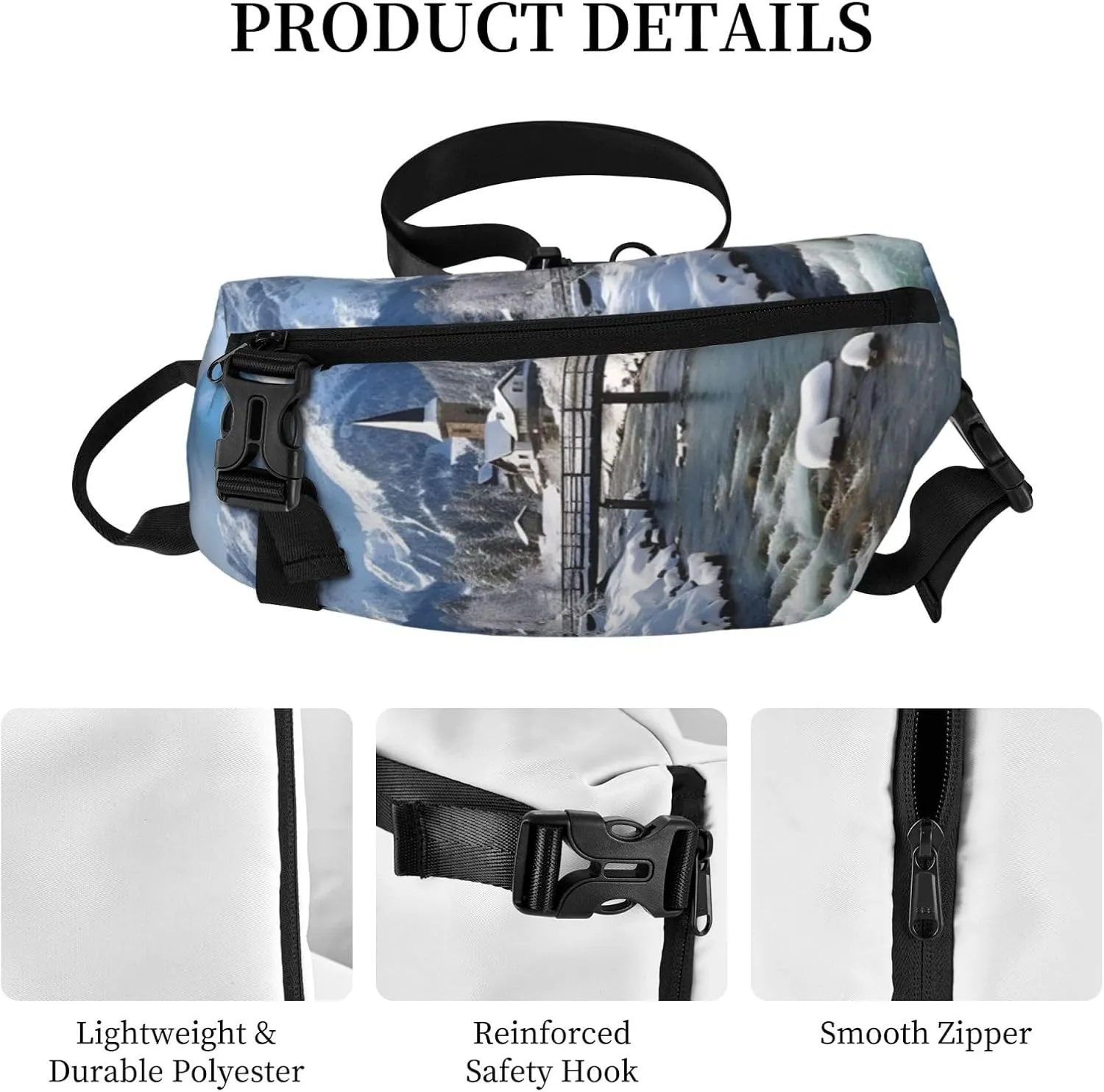 Sling Bag for Women Men Shoulder Bag Winter X-mas Chest Bag Travel Fanny Pack Lightweight Casual Daypack, Winter Landscape in the Bavarian Alps, One Size