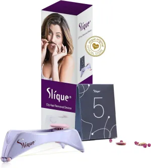 Slique Eyebrow Face and Body Hair Threading and Removal System. Amazing at home quick and painless hair removal system using the ancient technique of Threading to remove ALL unwanted facial hair.