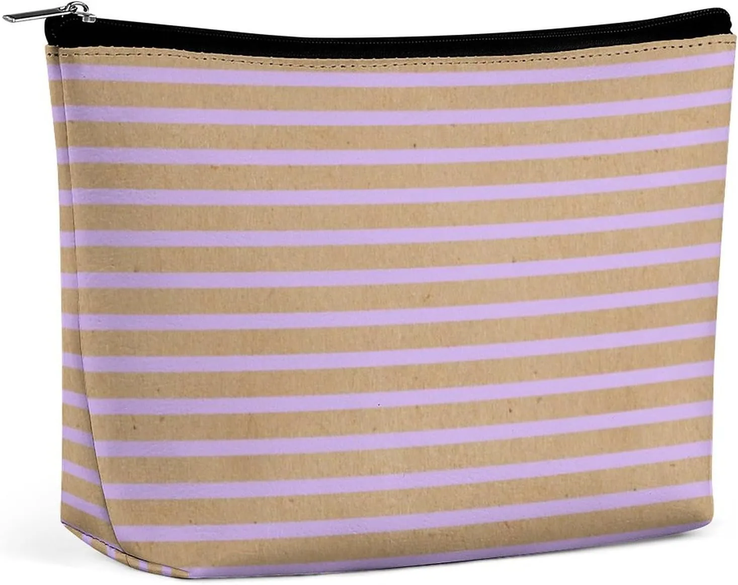 Small Cosmetic Bag, Lavender Violet Purple Lines Faux Rustic Makeup Bags Elegant Roomy Pouch for Women,Travel Toiletry Accessories Organizer
