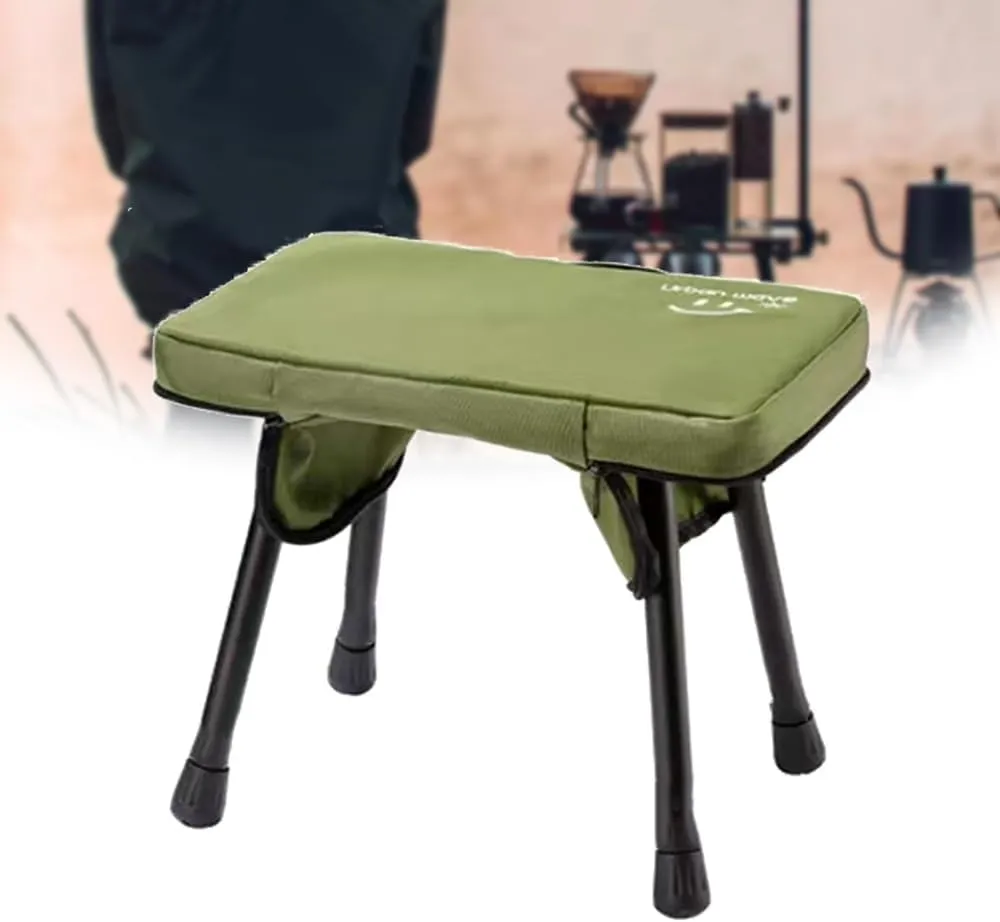 Small Foldable Camping Stool Metal, Portable Folding Seat Picnic Stool, Aluminum Outdoor Cafe Table Stool Lightweight for Fishing Hunting Travel(Green)