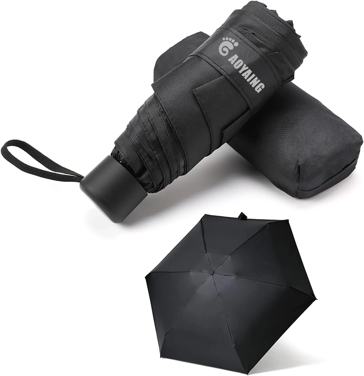 Small Mini Umbrella with Case by GAOYAINIG Light Compact Design Perfect for Travel Lightweight Portable Parasol Outdoor Sun&Rain Umbrellas Black 2 PACK - 34 Inches