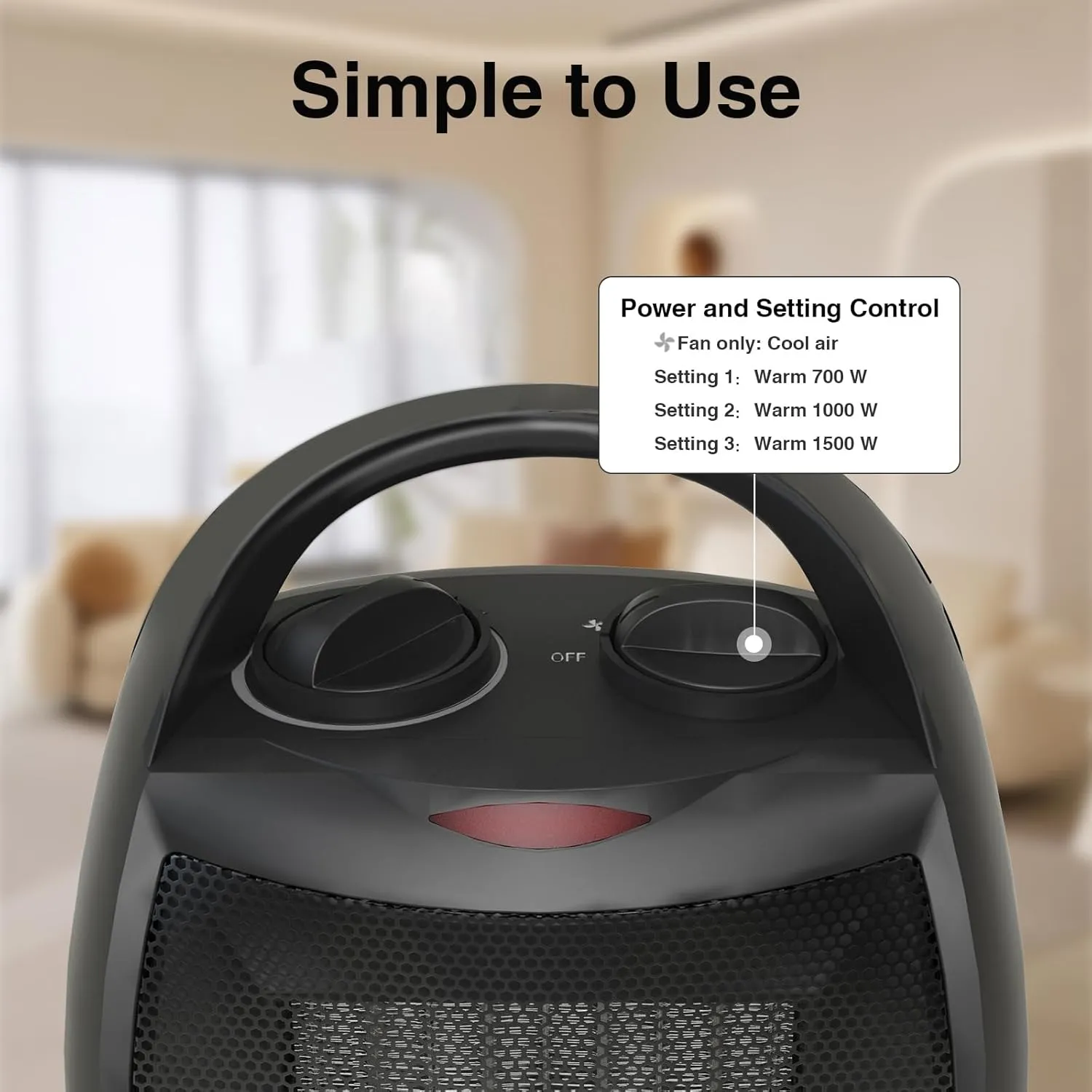 Small Portable Space Heater for Indoor Use - Lutntc 1500W Safe and Quiet Ceramic electric Heater Fan, Heat Up 200 Square Feet for Room, Office, Desk