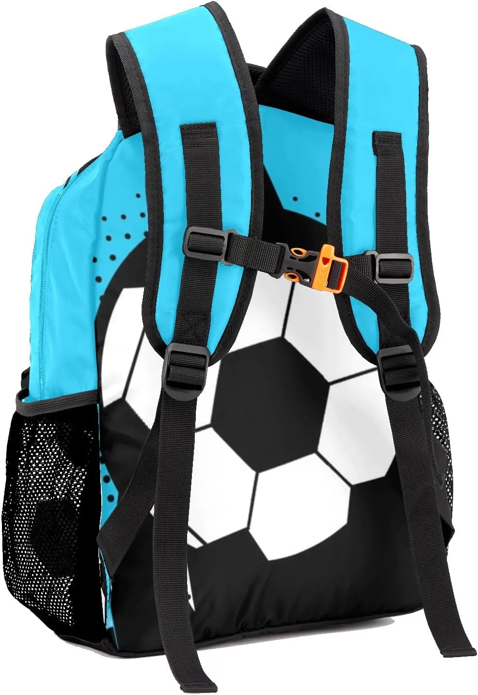 Soccer Watercolor Dots Blue Personalized School Backpack Kids Bookbag Daypack for Teen Boys Girls Travel Backpack Bag 12.2''(L) x 5.9''(W) x 16.5''(H)