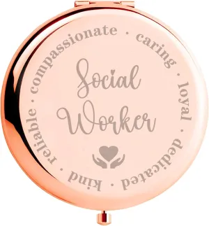 Social Worker Gifts for Women, Social Worker Appreciation Gifts, Social Work Month Volunteer Gift for BSW Compact Makeup Mirror