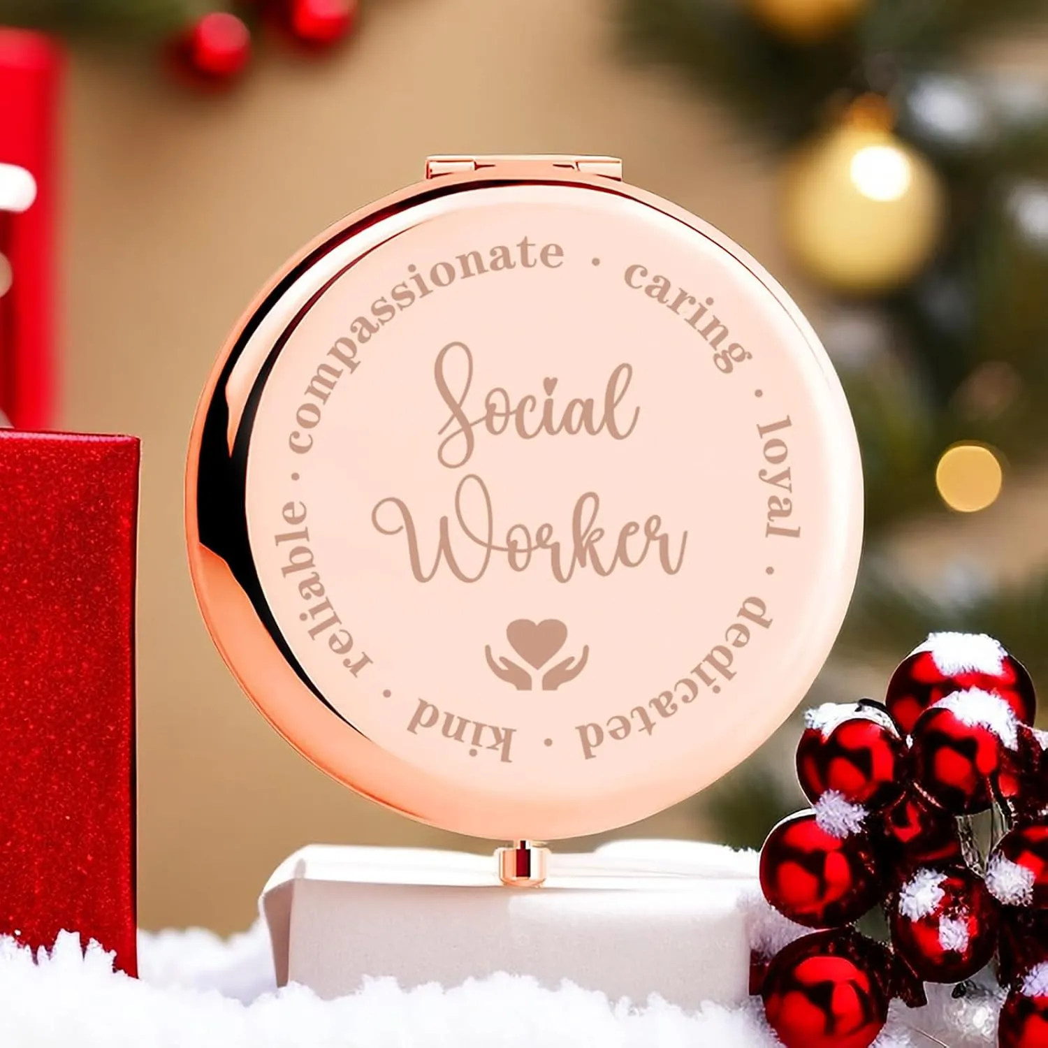 Social Worker Gifts for Women, Social Worker Appreciation Gifts, Social Work Month Volunteer Gift for BSW Compact Makeup Mirror