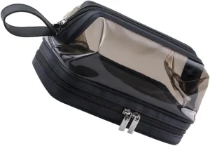 SOIMISS Toiletries Bag Zipper Women's Travel Cosmetic Bag Makeup Organizer Double Layer Tpu Easy Separate Storage