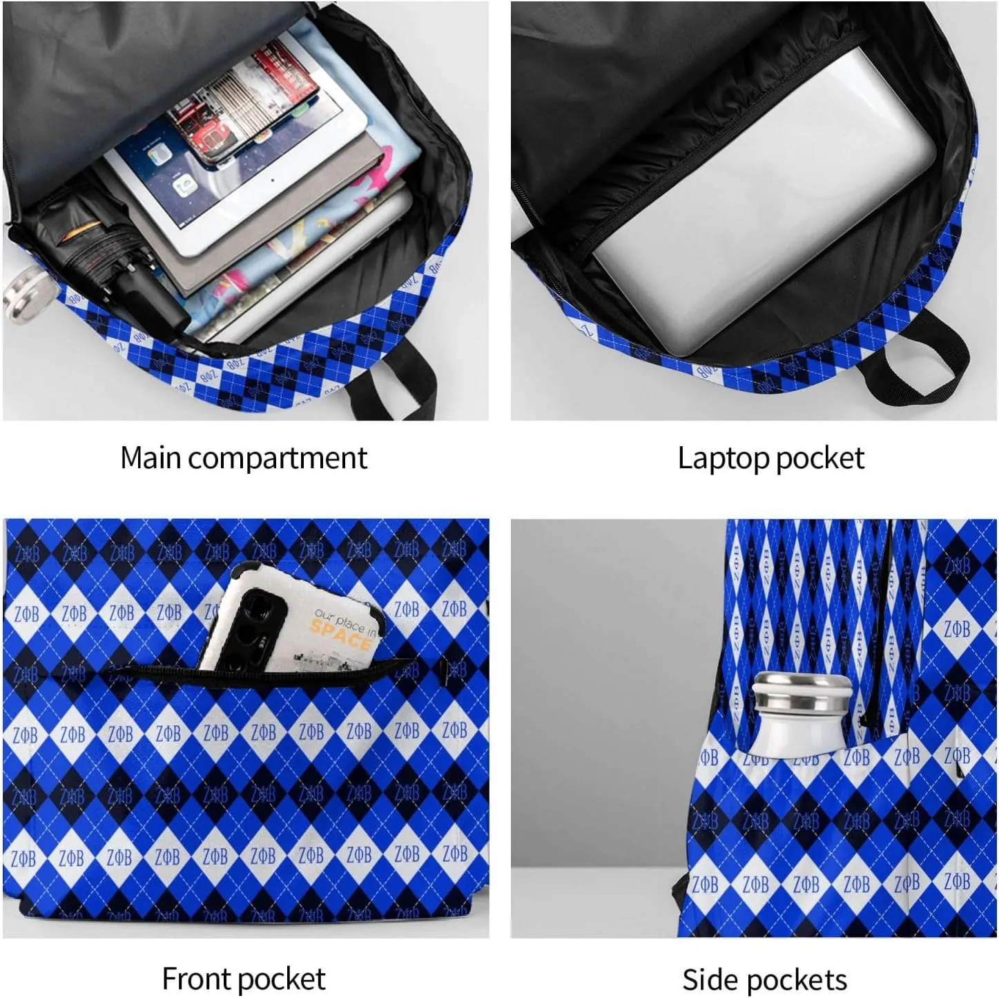 Sorority Zeta Backpack 17 ", Features Your Sorority'S Logo And Quotes For A Personalized Touch. This Unique And Customized Backpack Is Perfect For Jogging And Hiking