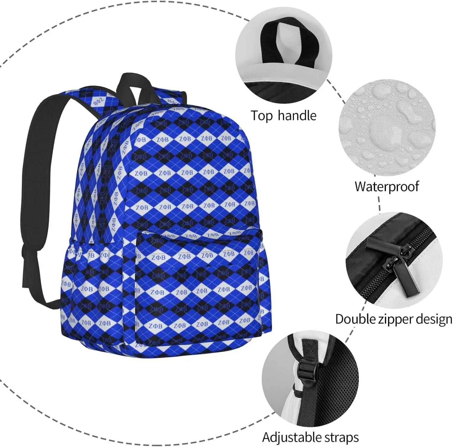 Sorority Zeta Backpack 17 ", Features Your Sorority'S Logo And Quotes For A Personalized Touch. This Unique And Customized Backpack Is Perfect For Jogging And Hiking