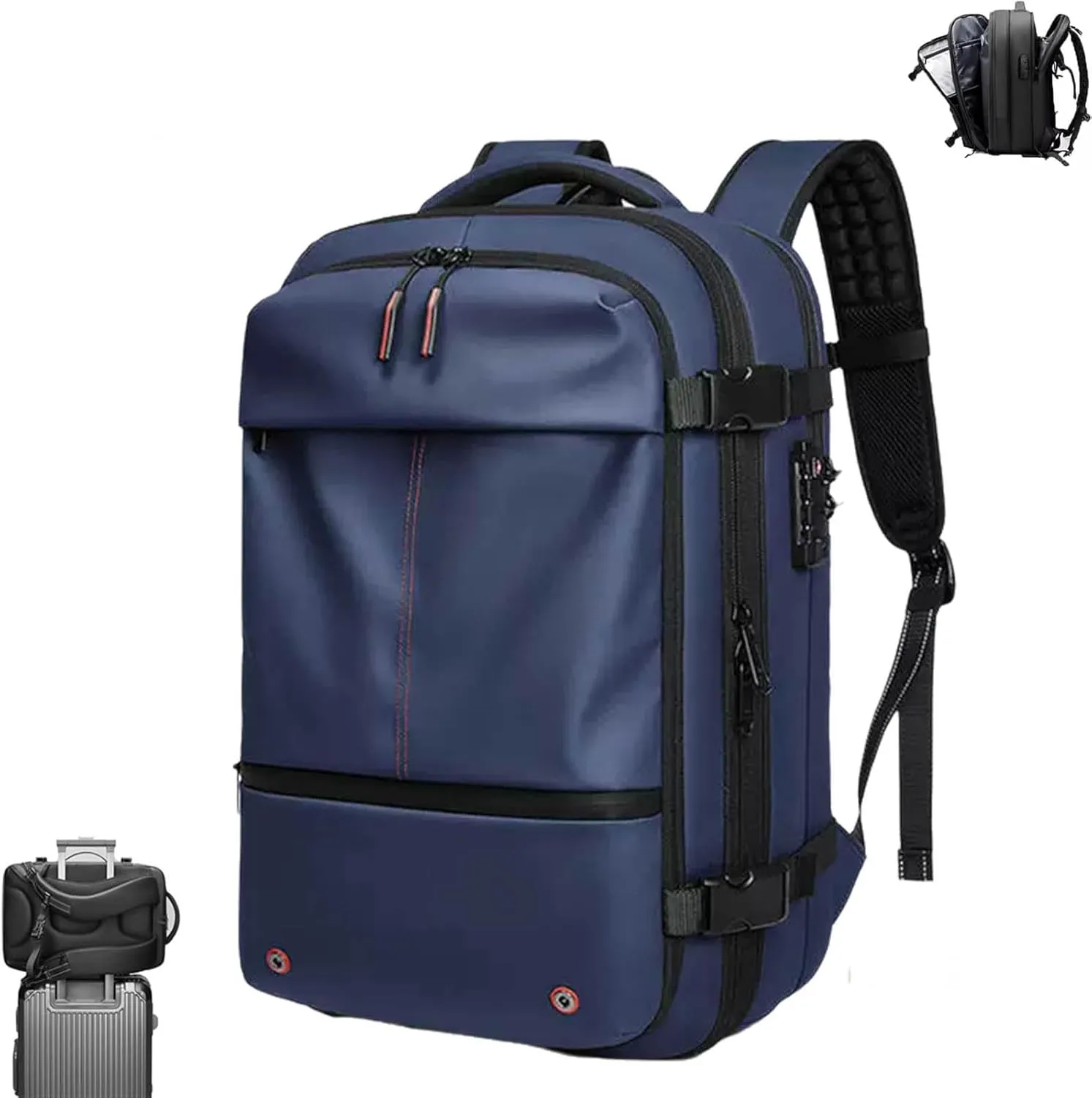 Spacevac Backpack, Vacpack Backpack with Vacuum, 60L Expandable Easy Vac Travel Bag with Pump, Waterproof & Anti-Theft (Blue, Without vacuum pump)