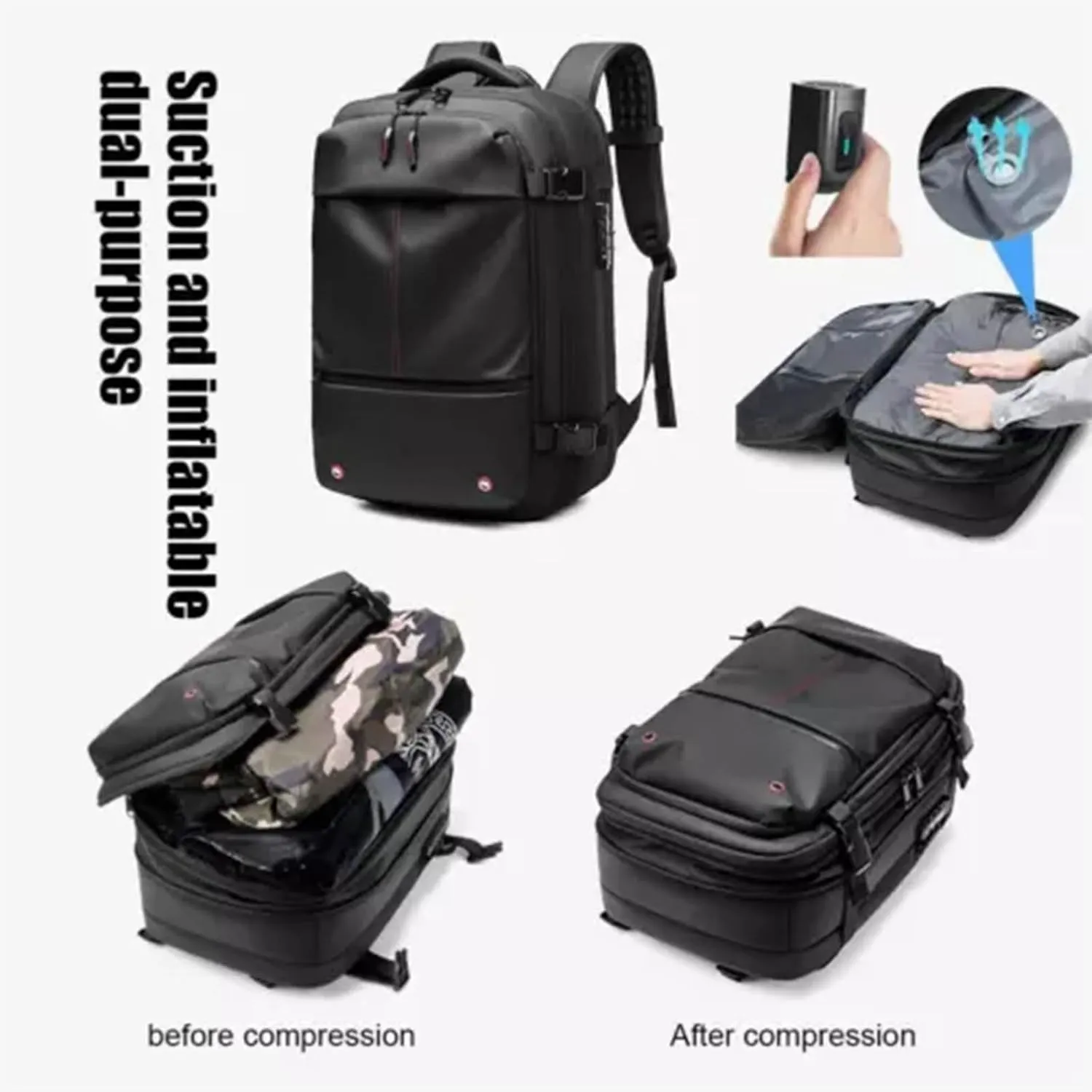 Spacevac Backpack, Vacpack Backpack with Vacuum, 60L Expandable Easy Vac Travel Bag with Pump, Waterproof & Anti-Theft (Blue, Without vacuum pump)