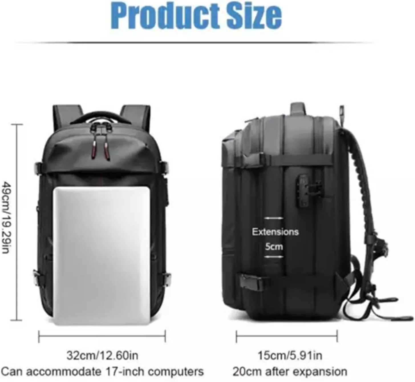 Spacevac Backpack, Vacpack Backpack with Vacuum, 60L Expandable Easy Vac Travel Bag with Pump, Waterproof & Anti-Theft (Blue, Without vacuum pump)