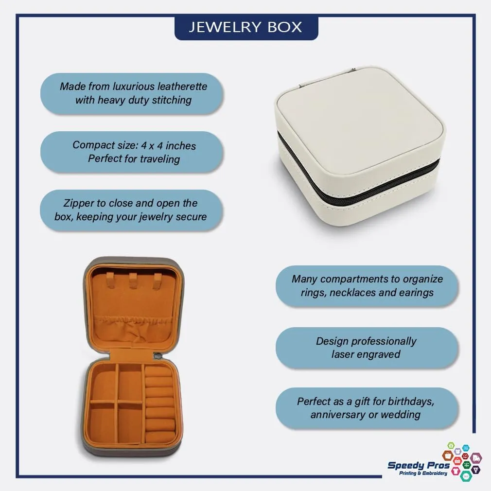 Speedy Pros Engraved Leather Jewelry Box Love Basketball Decal Travel Earring Case for Women White