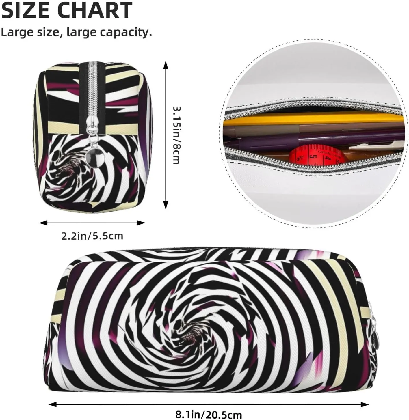 Spiral Optical illusion Gif Print Versatile Storage Pouch Makeup Bag Travel Office Small Items Organizer Bag