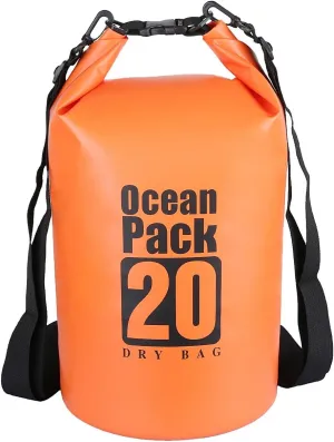 Sportmusies Waterproof Dry Bag - Roll Top Dry Compression Sack Keeps Gear Dry for Kayaking, Beach, Rafting, Boating, Hiking, Camping and Fishing (20L, Orange)