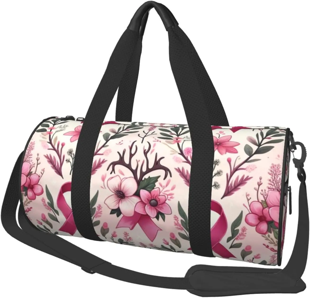 Sports Duffel Bag Antlers-Breast-Cancer Foldable Travel Tote Bag Weekender Sleepover Carry On Bag