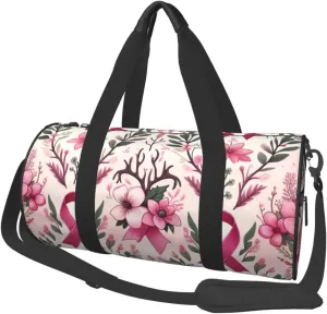 Sports Duffel Bag Antlers-Breast-Cancer Foldable Travel Tote Bag Weekender Sleepover Carry On Bag