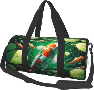 Sports Duffel Bag Koi-Fish-Water-Pond Foldable Travel Tote Bag Weekender Sleepover Carry On Bag