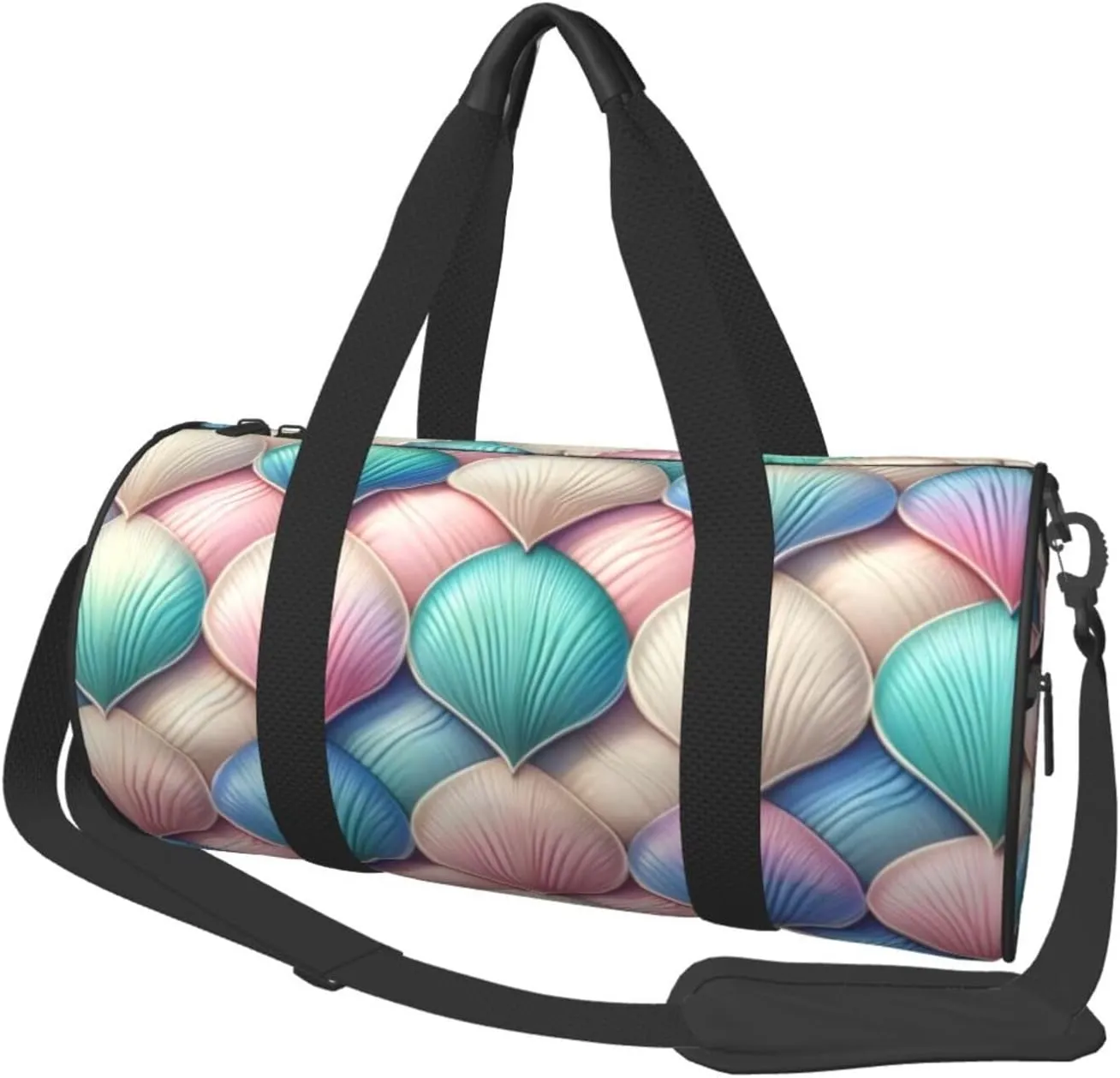 Sports Duffel Bag Magic-Mermaid-Fishscale-Pattern Foldable Travel Tote Bag Weekender Sleepover Carry On Bag