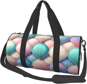 Sports Duffel Bag Magic-Mermaid-Fishscale-Pattern Foldable Travel Tote Bag Weekender Sleepover Carry On Bag