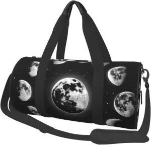Sports Duffel Bag Moon-Phases-Starry Foldable Travel Tote Bag Weekender Sleepover Carry On Bag