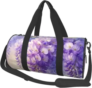 Sports Duffel Bag Wisteria-Flowers-Blooms Foldable Travel Tote Bag Weekender Sleepover Carry On Bag