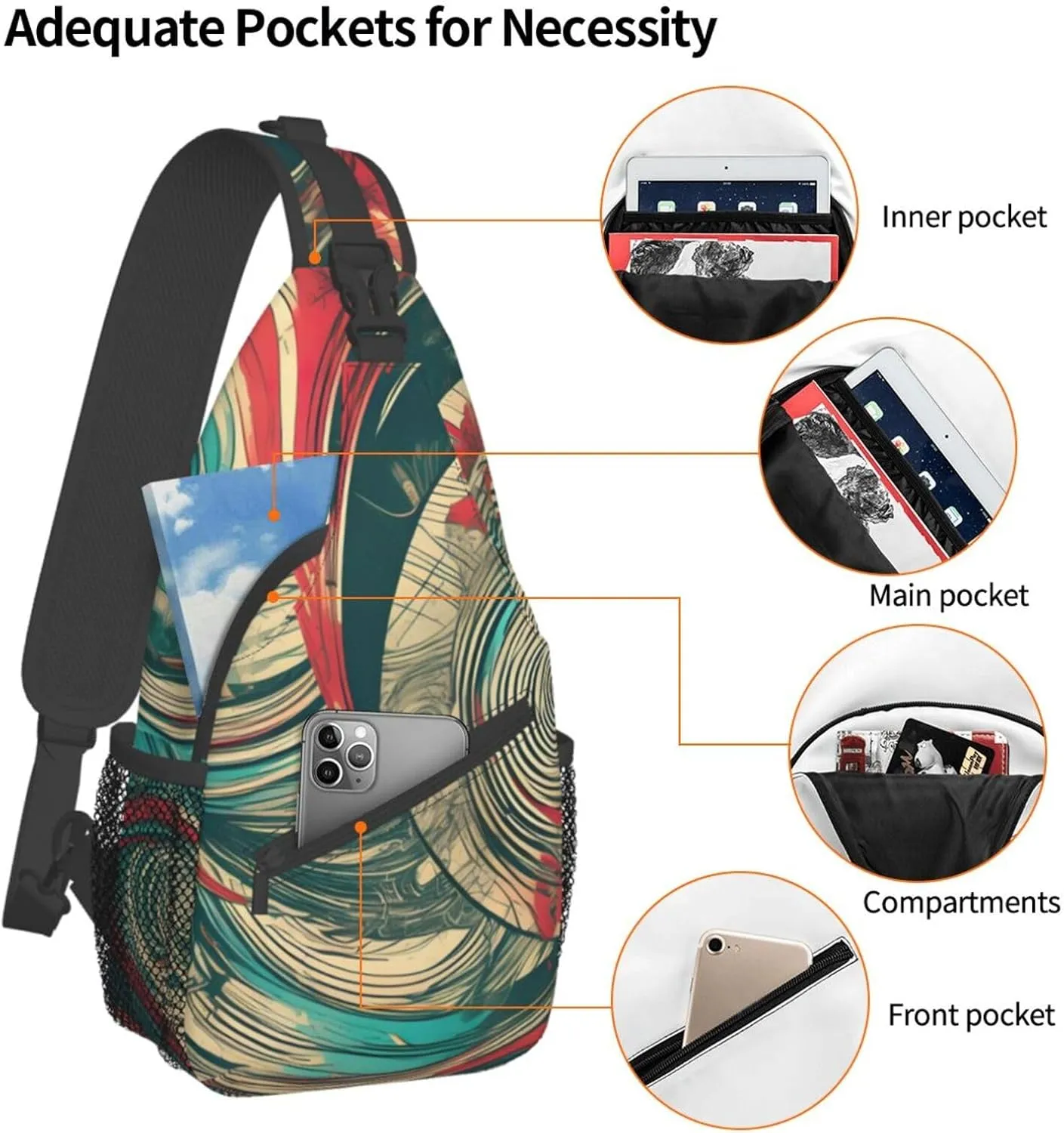 SSIMOO Not All Who Wander Are Lost Versatile Travel Hiking Backpack-Perfect For Outdoor Cycling,Chest Shoulder Bag