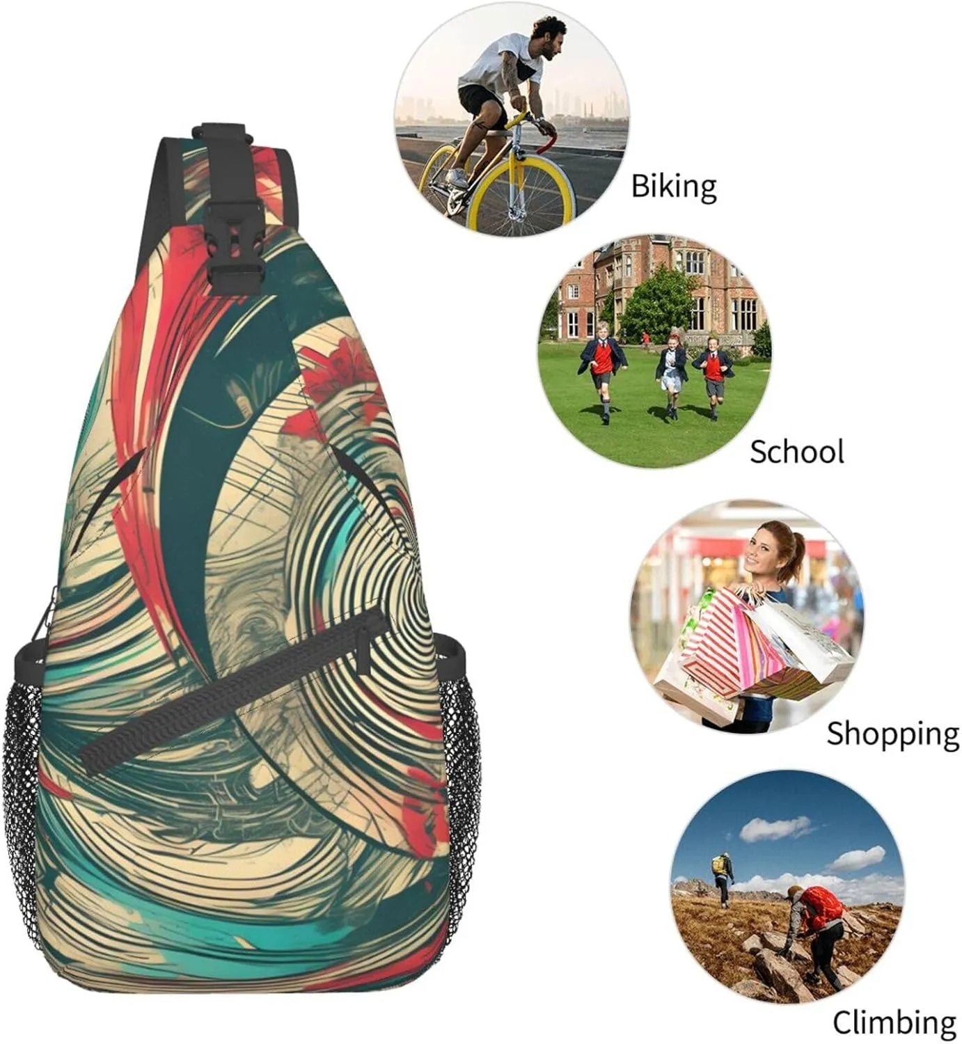 SSIMOO Not All Who Wander Are Lost Versatile Travel Hiking Backpack-Perfect For Outdoor Cycling,Chest Shoulder Bag