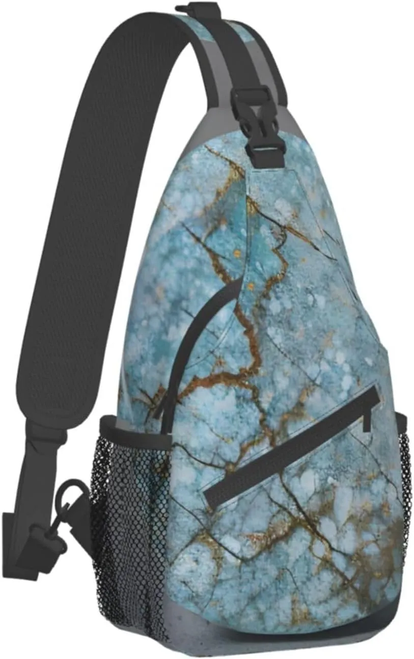 SSIMOO Onyx Stone Pale Blue Versatile Travel Hiking Backpack-Perfect For Outdoor Cycling,Chest Shoulder Bag