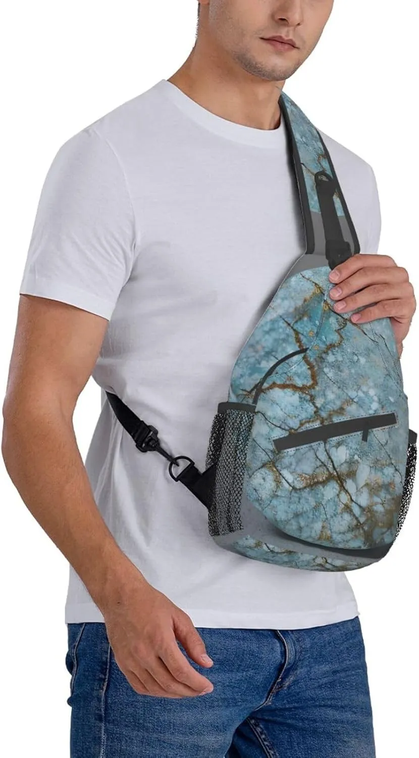 SSIMOO Onyx Stone Pale Blue Versatile Travel Hiking Backpack-Perfect For Outdoor Cycling,Chest Shoulder Bag