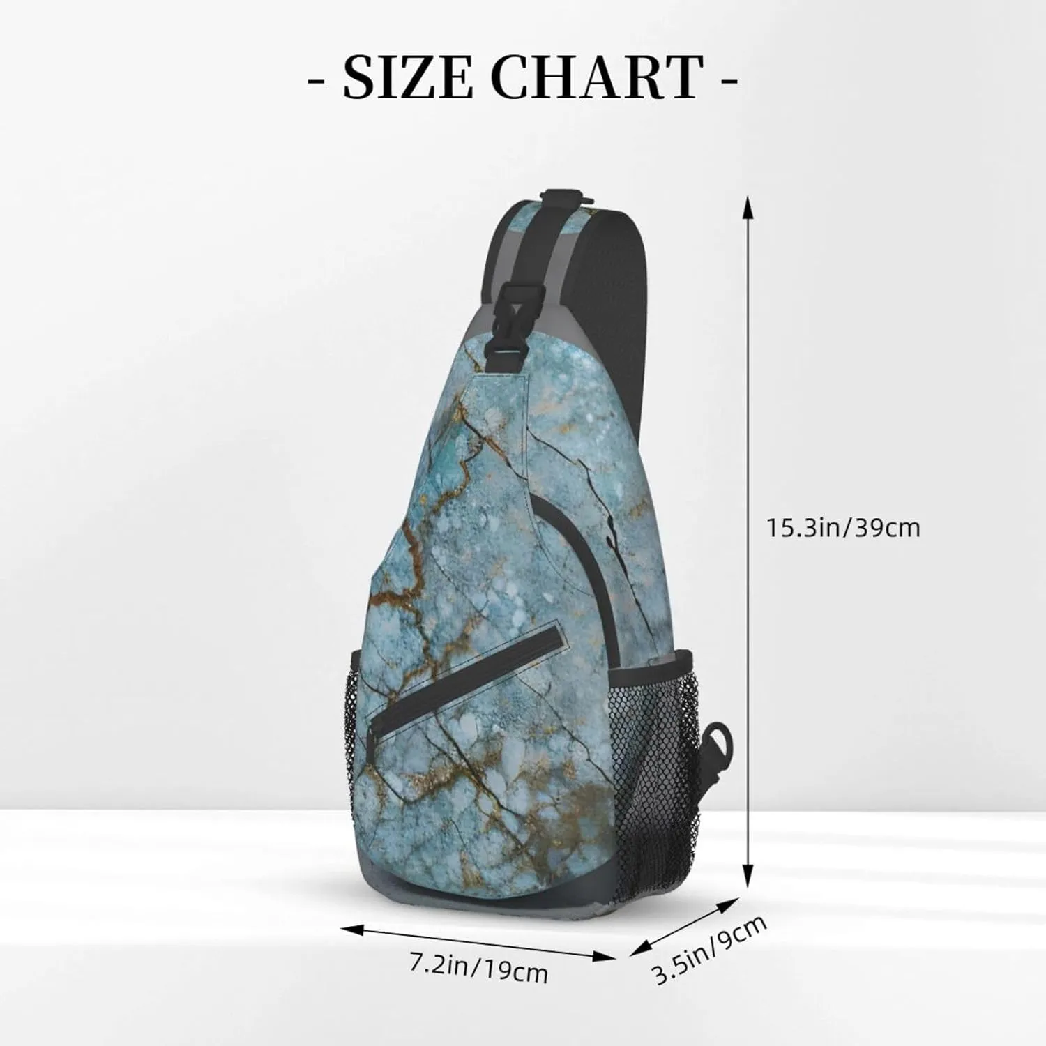 SSIMOO Onyx Stone Pale Blue Versatile Travel Hiking Backpack-Perfect For Outdoor Cycling,Chest Shoulder Bag
