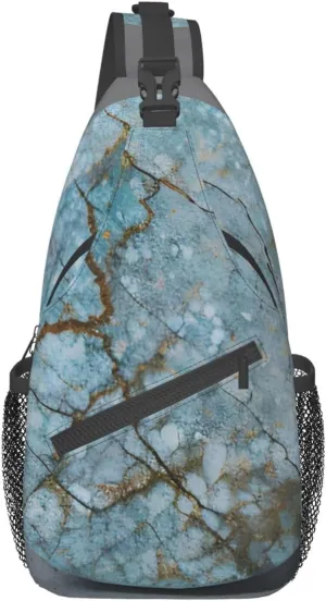 SSIMOO Onyx Stone Pale Blue Versatile Travel Hiking Backpack-Perfect For Outdoor Cycling,Chest Shoulder Bag