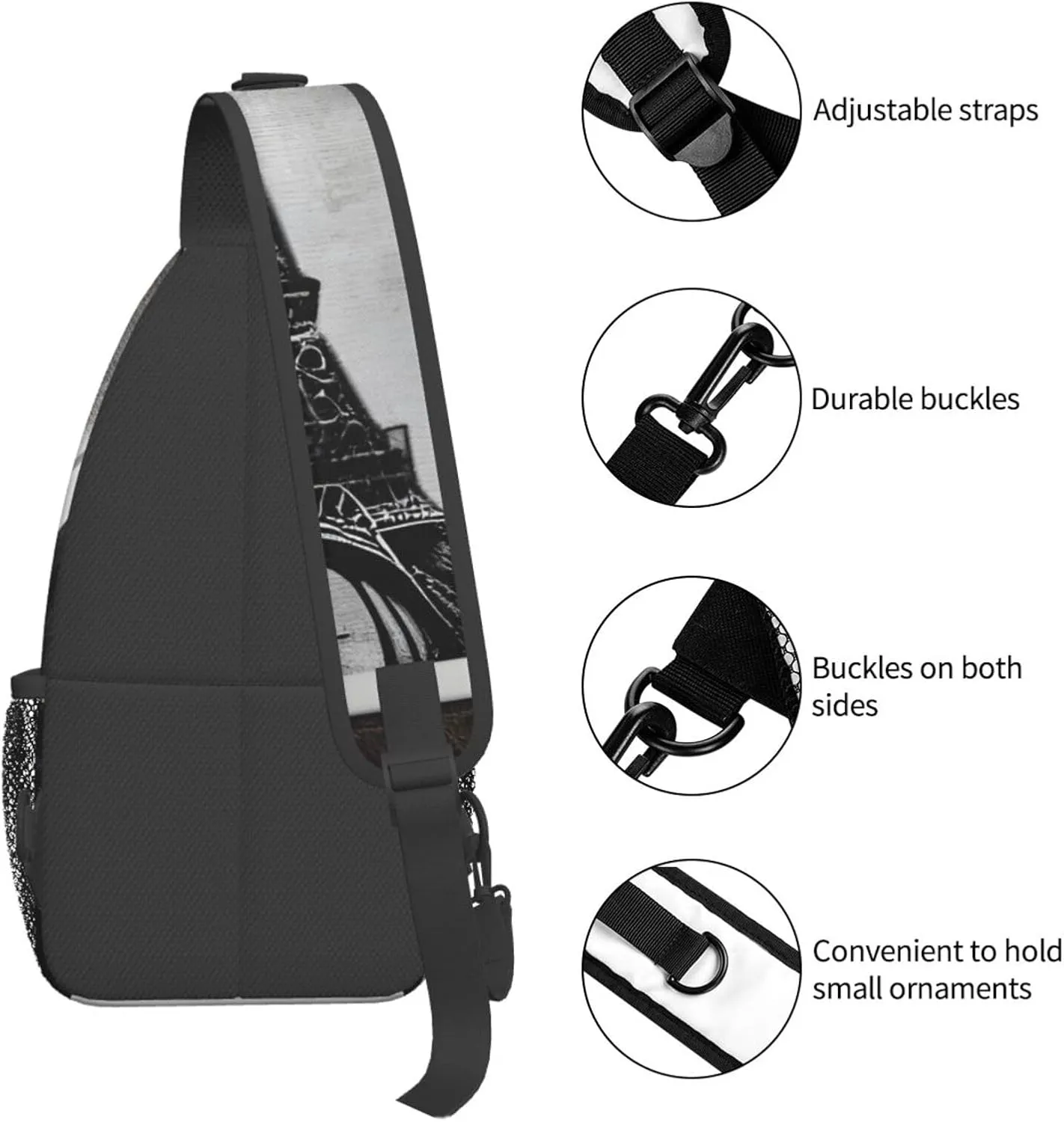 SSIMOO Parisian Coffee Eiffel Tower Versatile Travel Hiking Backpack-Perfect For Outdoor Cycling,Chest Shoulder Bag