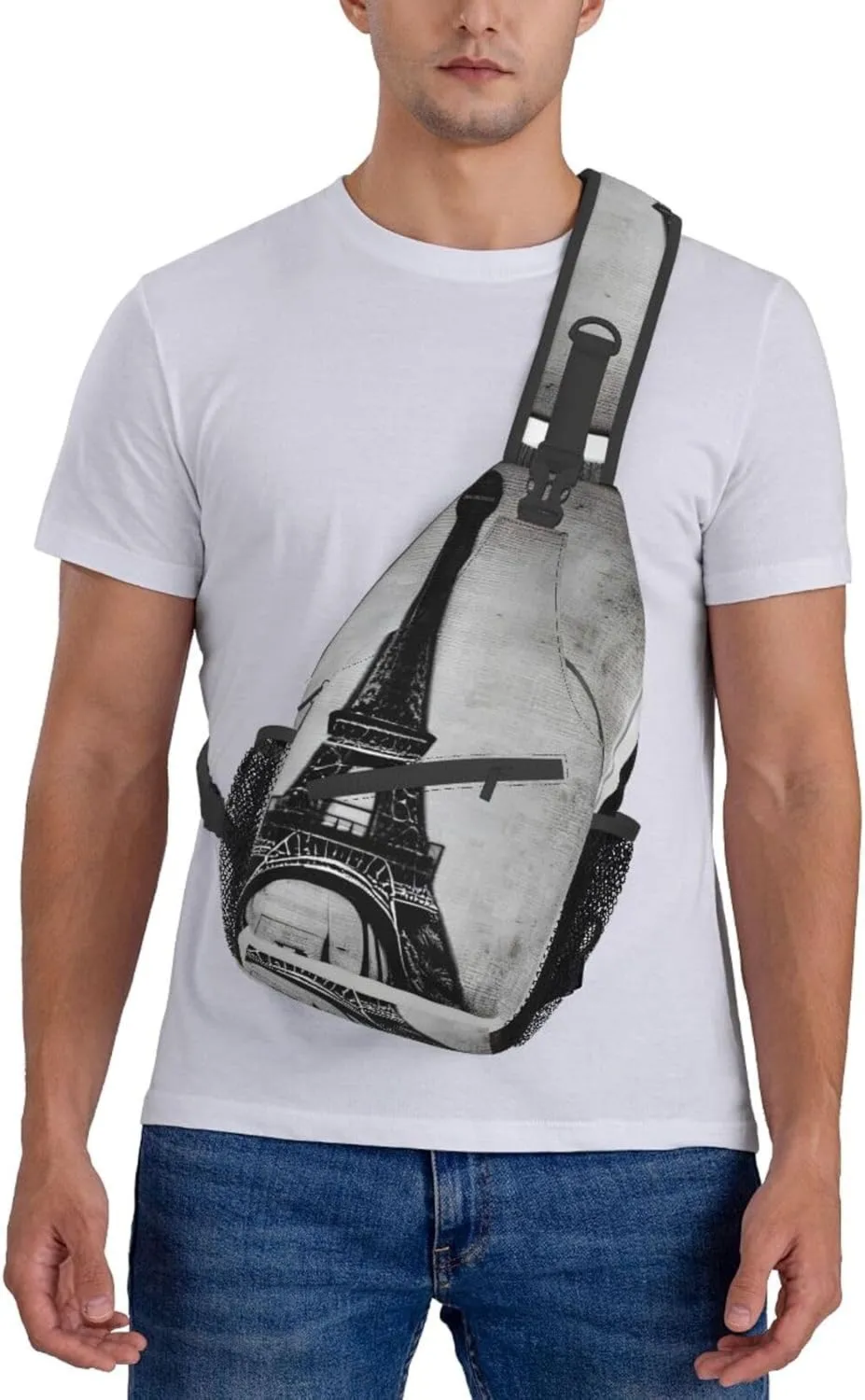SSIMOO Parisian Coffee Eiffel Tower Versatile Travel Hiking Backpack-Perfect For Outdoor Cycling,Chest Shoulder Bag