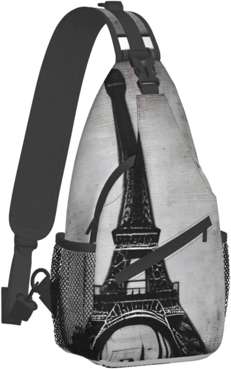 SSIMOO Parisian Coffee Eiffel Tower Versatile Travel Hiking Backpack-Perfect For Outdoor Cycling,Chest Shoulder Bag