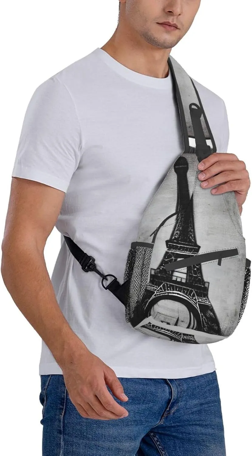 SSIMOO Parisian Coffee Eiffel Tower Versatile Travel Hiking Backpack-Perfect For Outdoor Cycling,Chest Shoulder Bag