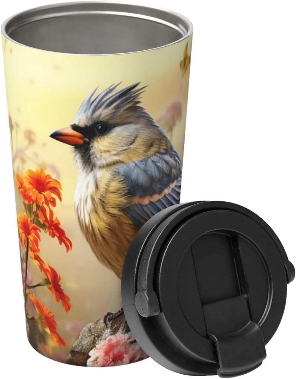 Stainless Steel Tumbler with Lid Insulated Tumbler Sparrow Birds Sing Coffee Mug for Travel Reusable Car Cup Double Wall Insulated Cup for Coffee