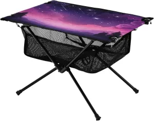 Star Pattern Under A Purple Sky Portable Camping Table,Outdoor Folding Table,Beach Table,Suitable for Camping,Hiking,Picnic