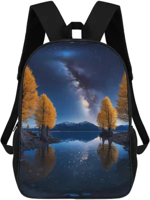 Starry Sky Tree New Zealand Laptop Backpack for Men Women 17 Inch Shoulder Bag Travel Daypack