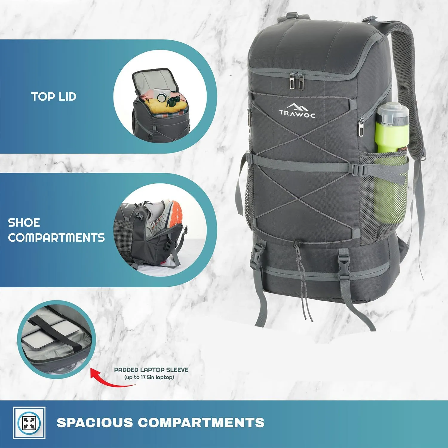 STEALTH 40L Travel Backpack for Men and Women, Laptop & Shoe Compartment Rain Cover,Casual Bag for trekking & Hiking