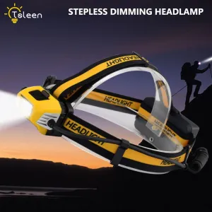 Stepless Dimming Led Headlamp USB Rechargeable Flashlight Torch Headlight fishing Head Lamp With 18650/AA battery   USB Cable