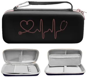 Stethoscope Case for 3M Littmann Classic III, Lightweight II S.E, MDF Acoustica Deluxe Stethoscopes - Extra Room for Medical Bandage Scissors EMT Trauma Shear and LED Penlights, Black(Case Only)