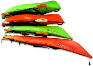 StoreYourBoard 4 Kayak Storage Rack, Adjustable Kayak Rack for Garage, Heavy Duty Wall Mount Holds up to 400 lbs, Solid Steel, Protective Padding, Boat Organizer