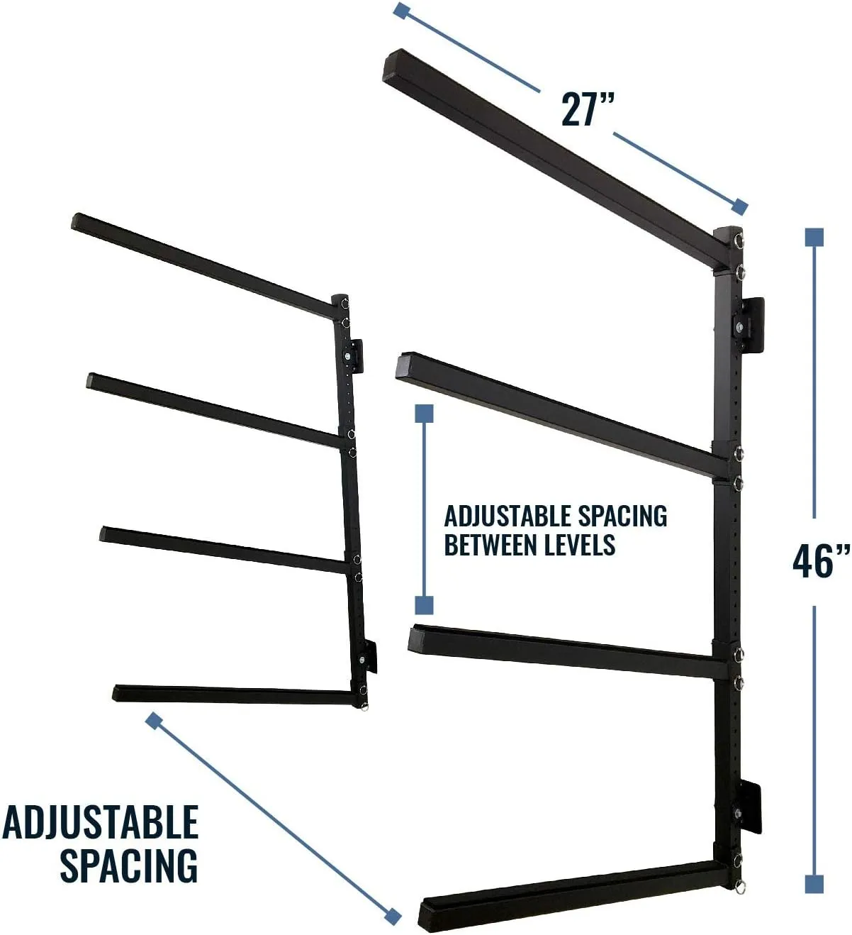 StoreYourBoard 4 Kayak Storage Rack, Adjustable Kayak Rack for Garage, Heavy Duty Wall Mount Holds up to 400 lbs, Solid Steel, Protective Padding, Boat Organizer