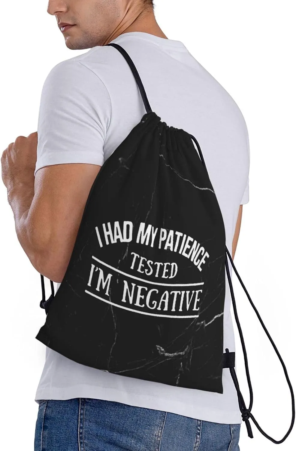 Suitable for Gym Shopping Sports Yoga I Had My Patience Tested I'm Negative Drawstring Bag