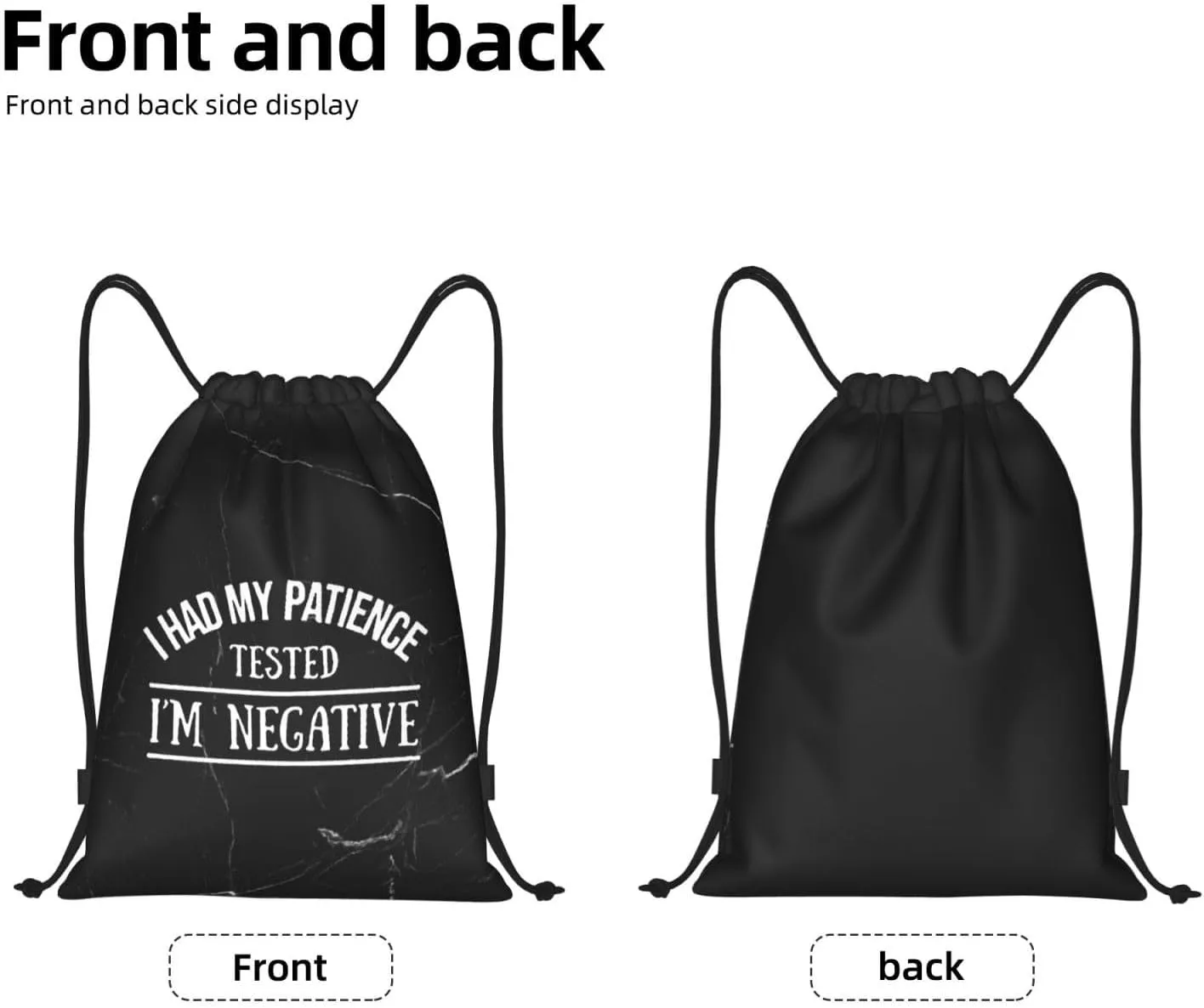 Suitable for Gym Shopping Sports Yoga I Had My Patience Tested I'm Negative Drawstring Bag