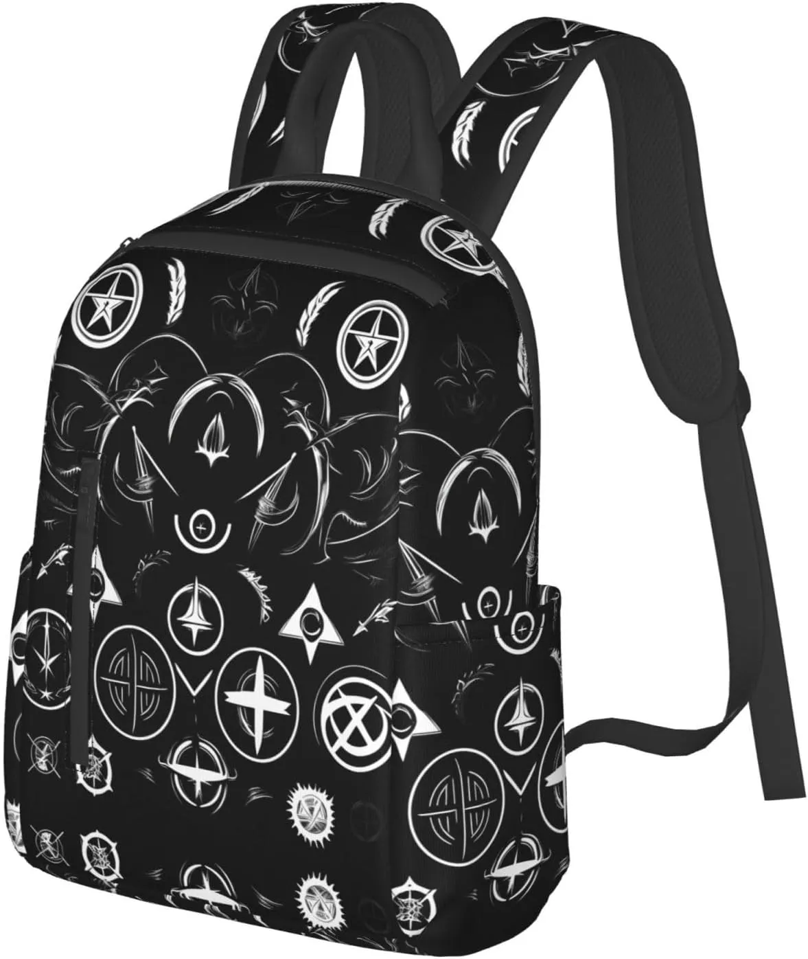 Supernatural Symbols Black Print Lightweight Backpack, Travel Bookbag College Bag,Laptop Backpack For Men Women